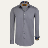 The Mayfair Men’s Tailored Cotton Satin Long Sleeve Dress Shirt - Grey