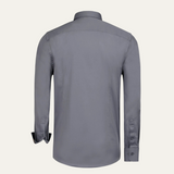 The Mayfair Men’s Tailored Cotton Satin Long Sleeve Dress Shirt - Grey