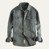 The Ridgepark Men’s Casual Vintage Striped Denim Shirt Jacket