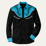 The Briarstone Park Men’s Two Tone Patchwork Western Lightweight Denim Shirt