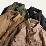 The Hillston Men’s Vintage Washed Utility Casual Shirt Jacket