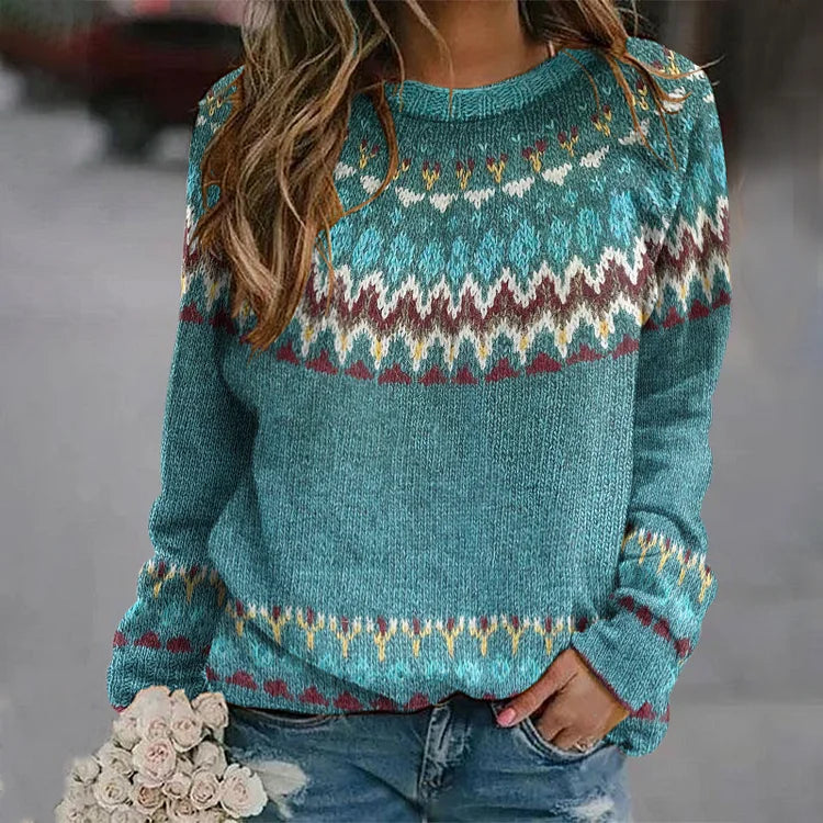 Regina | Vintage-Inspired Wave Pattern Knit Sweater