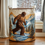 Evie forest quilted laundry basket in Bigfoot Valley design by Ellie Dublin