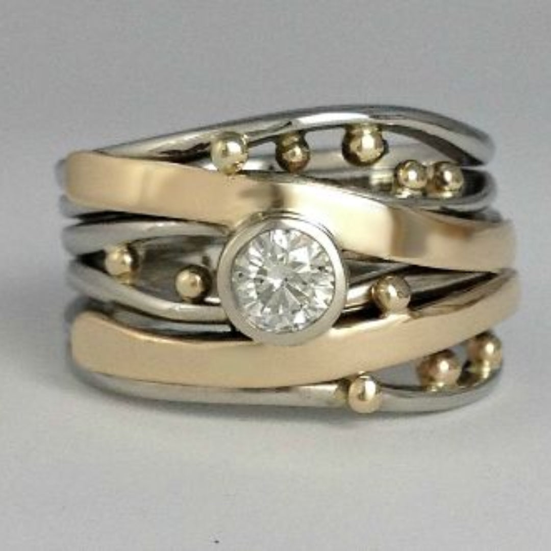 Royal Vintage Gold Ring Adorned with Zirconia
