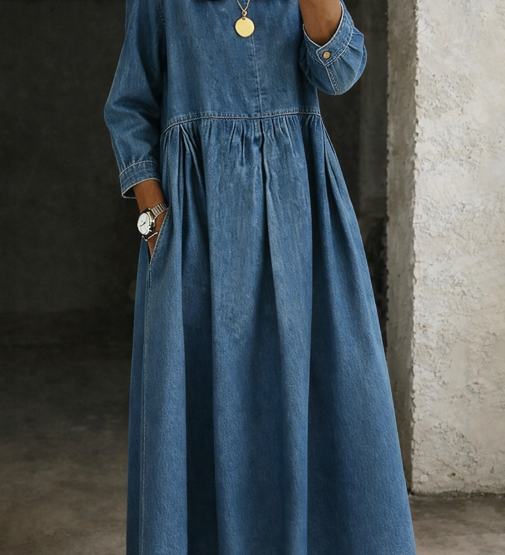 Manon | Denim Dress with Peter Pan Collar
