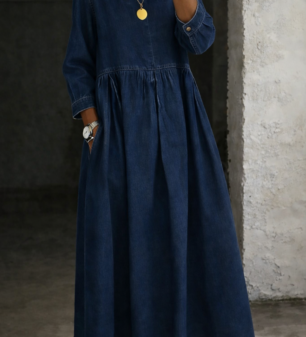 Manon | Denim Dress with Peter Pan Collar