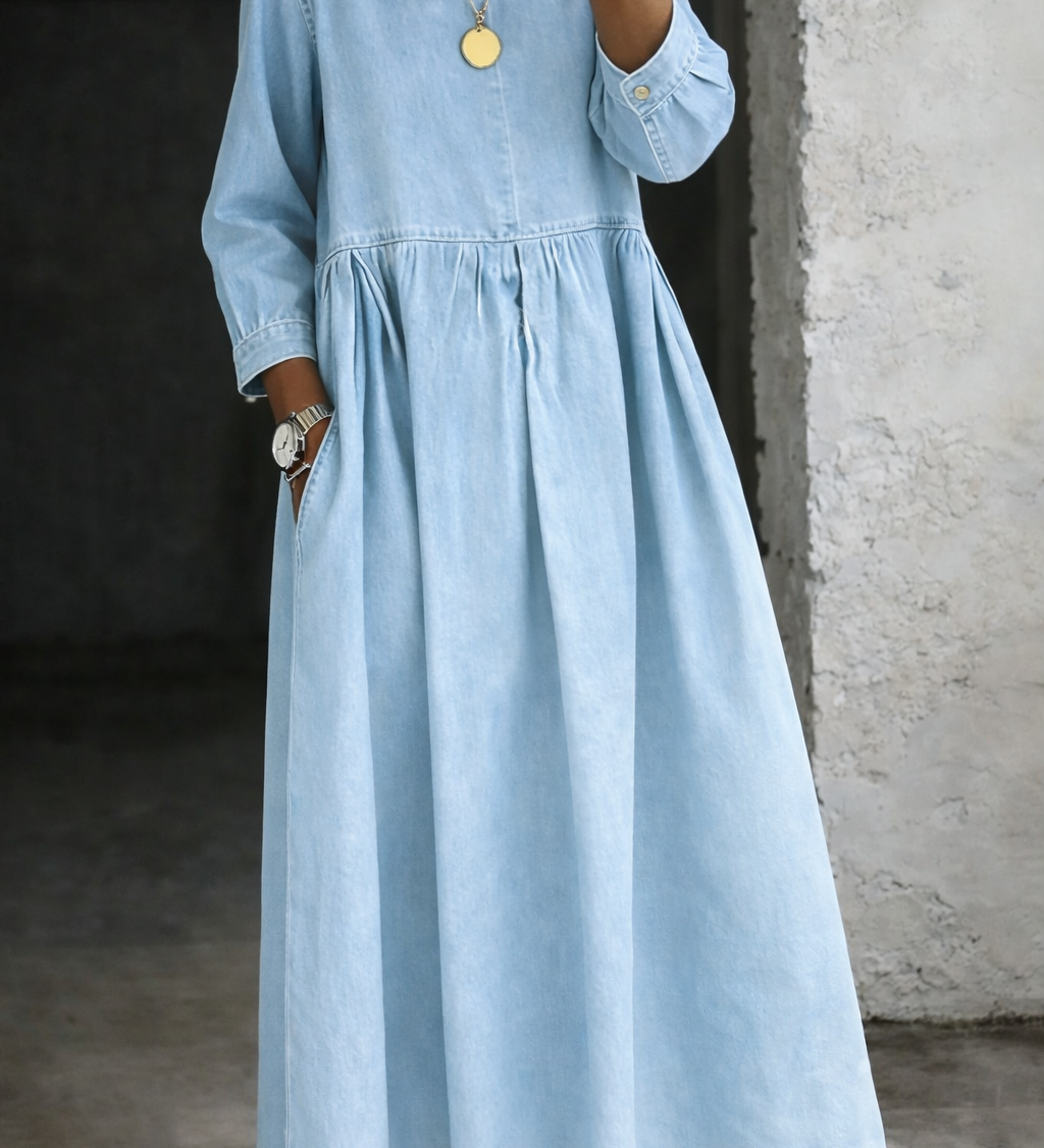 Manon | Denim Dress with Peter Pan Collar