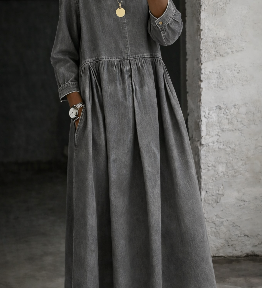 Manon | Denim Dress with Peter Pan Collar