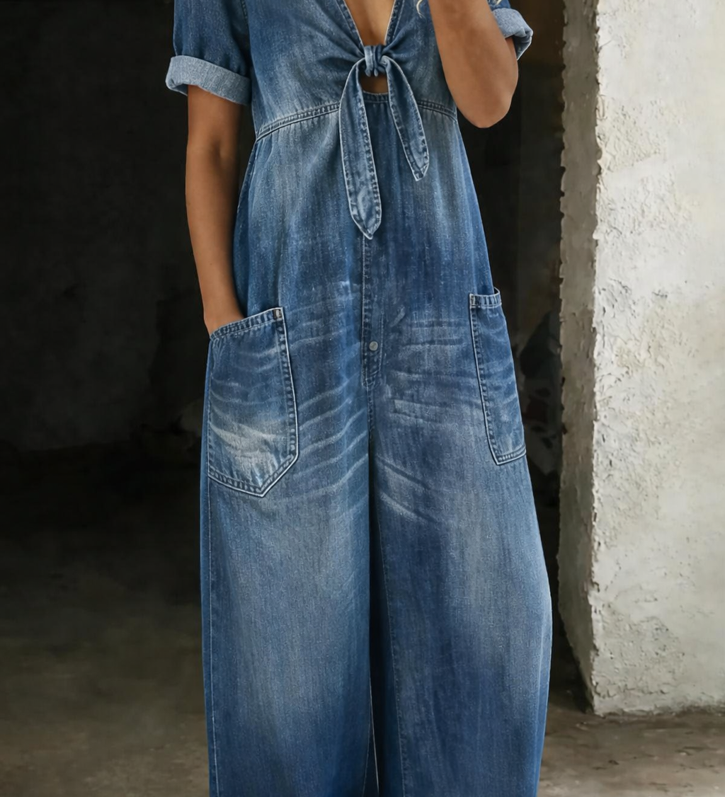 Garance | Denim Jumpsuit with V-Neck