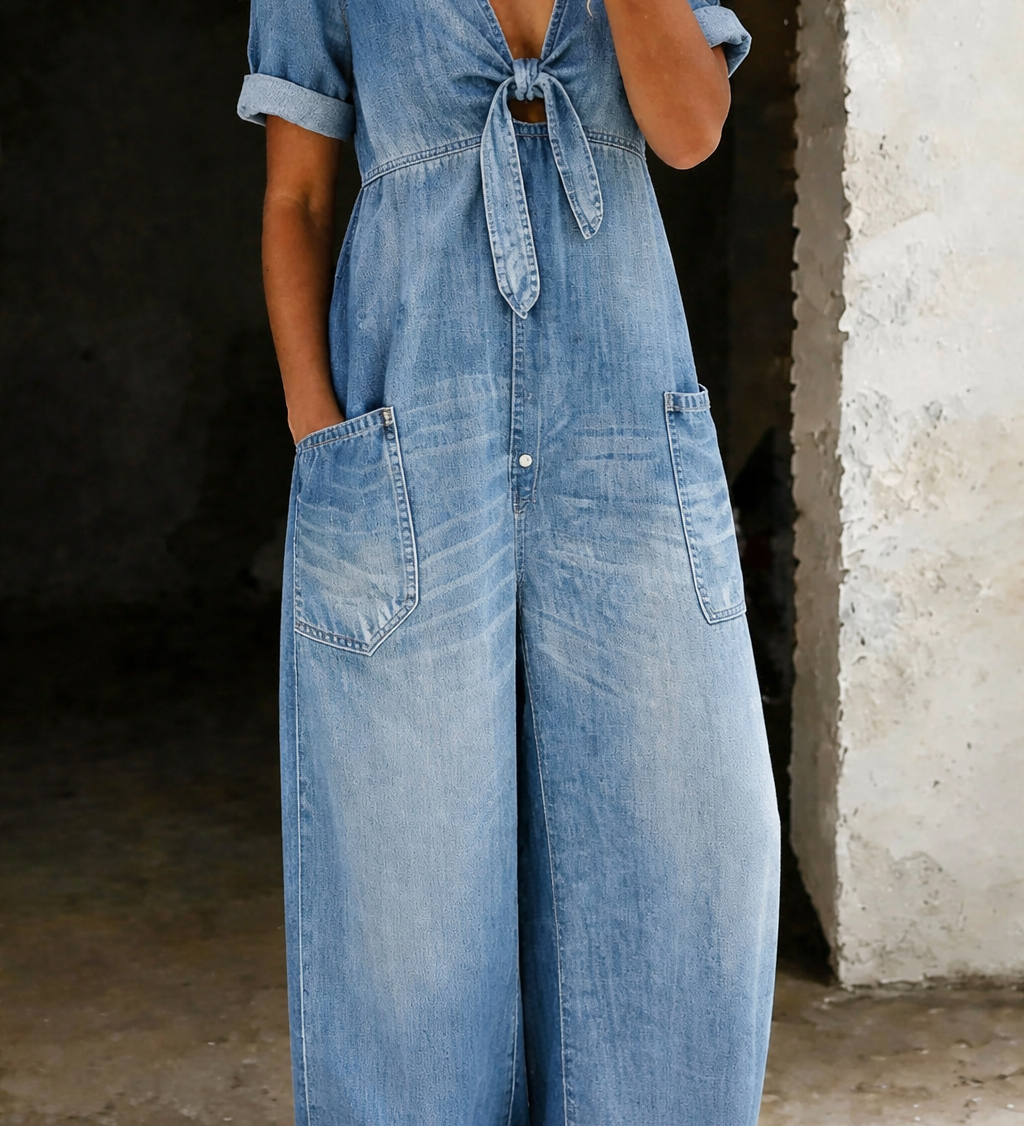Garance | Denim Jumpsuit with V-Neck