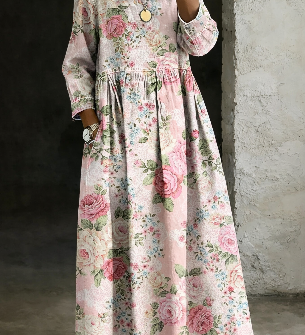 Margot | Denim Dress with Floral Collar