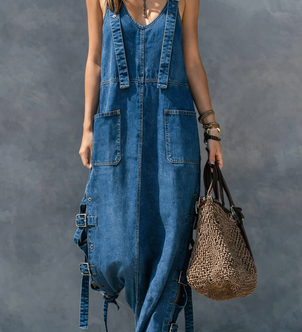 Joséphine | Denim Jumpsuit with Elastic Waist