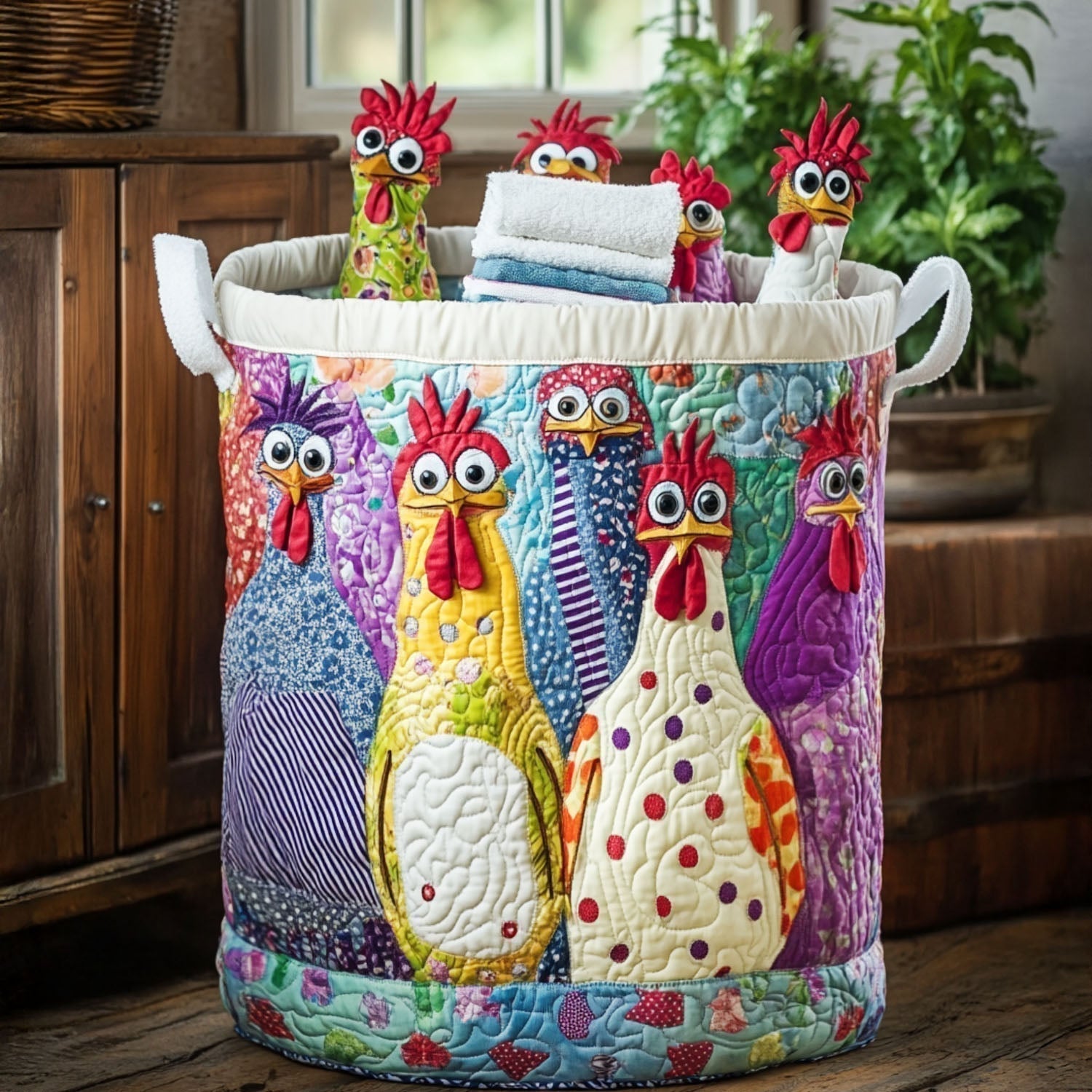 Macy cluck couture quilted laundry basket by Ellie Dublin