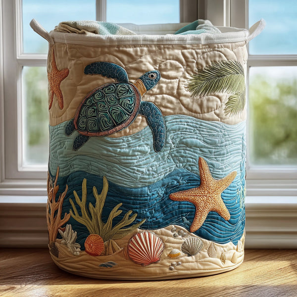 Pearl coastal harmony quilted laundry basket by Ellie Dublin