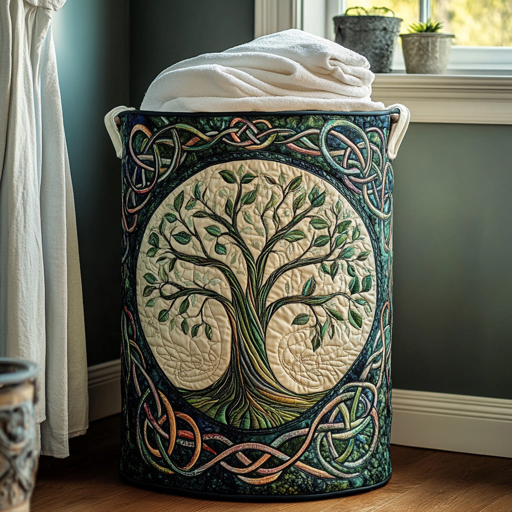 Nolan eternal roots quilted laundry basket by Ellie Dublin
