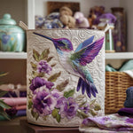 Nily hummingbird in bloom quilted laundry basket by Ellie Dublin