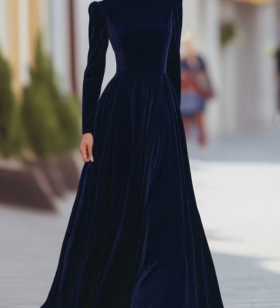 Éléonore | Maxi Velvet Dress with High Neck