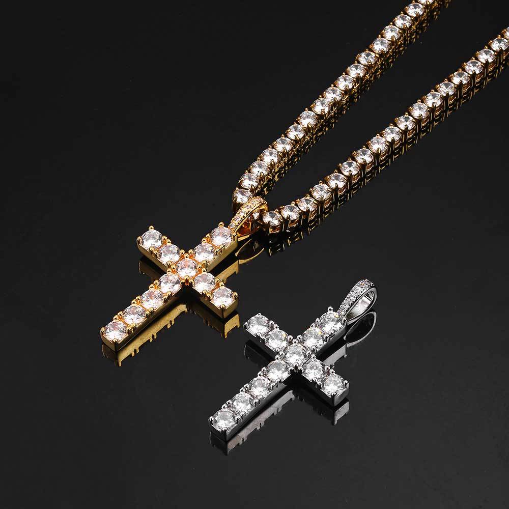 Moissanite Cross Pendant Necklace