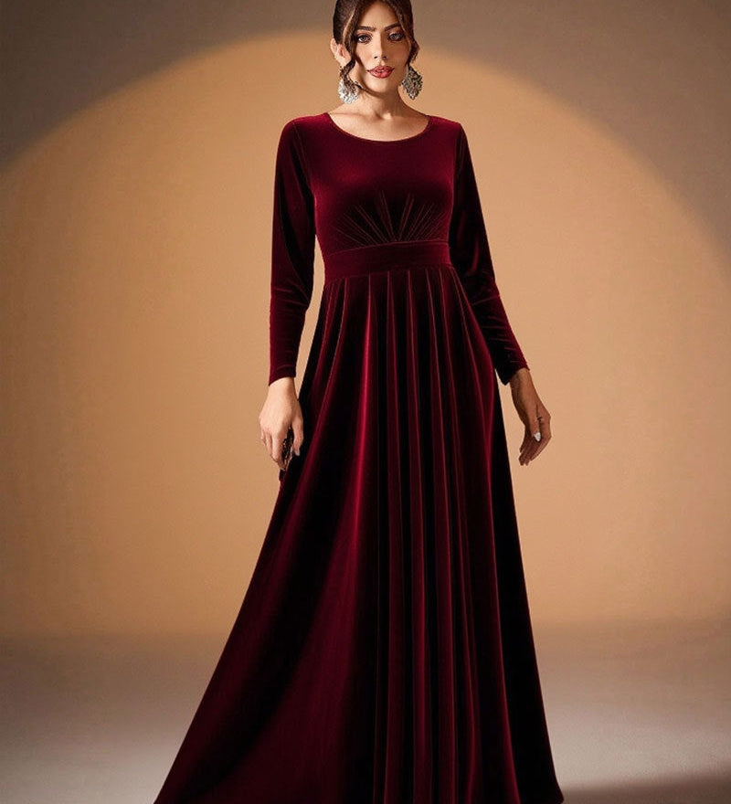Béatrice | Velvet Maxi Dress with Long Sleeves