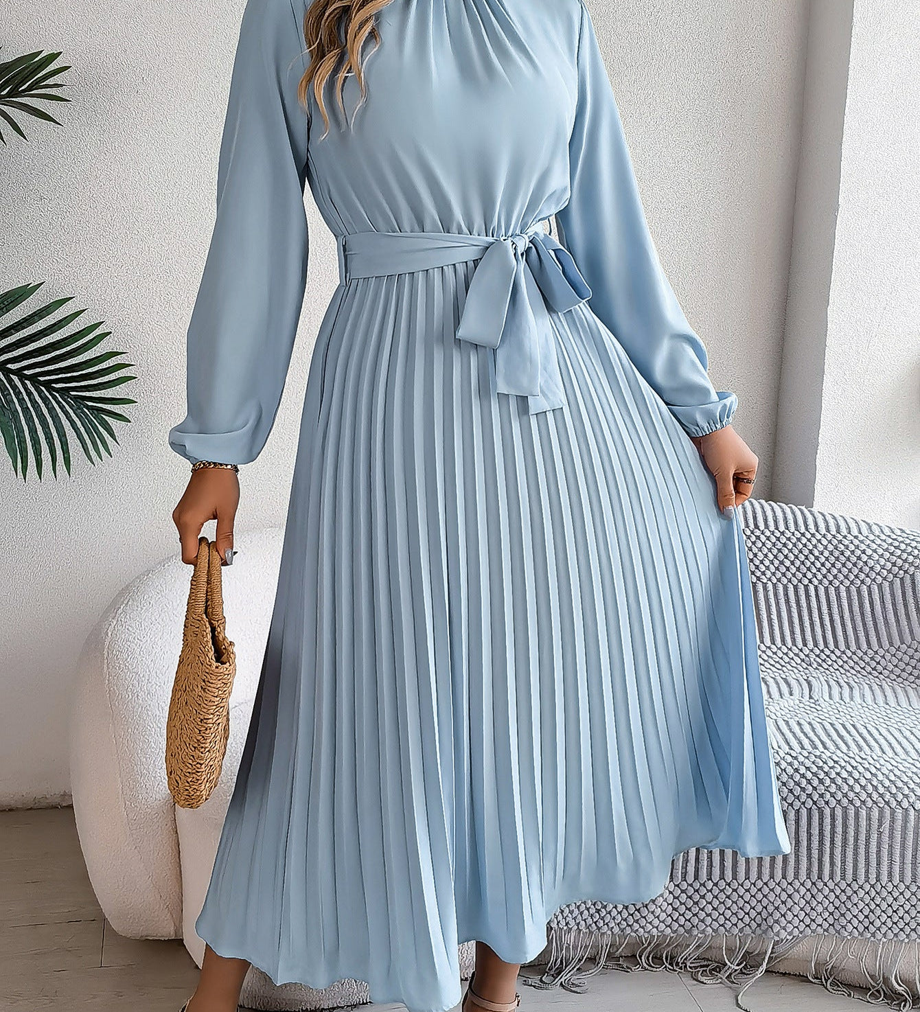 Martine | Belted Pleated Maxi Dress