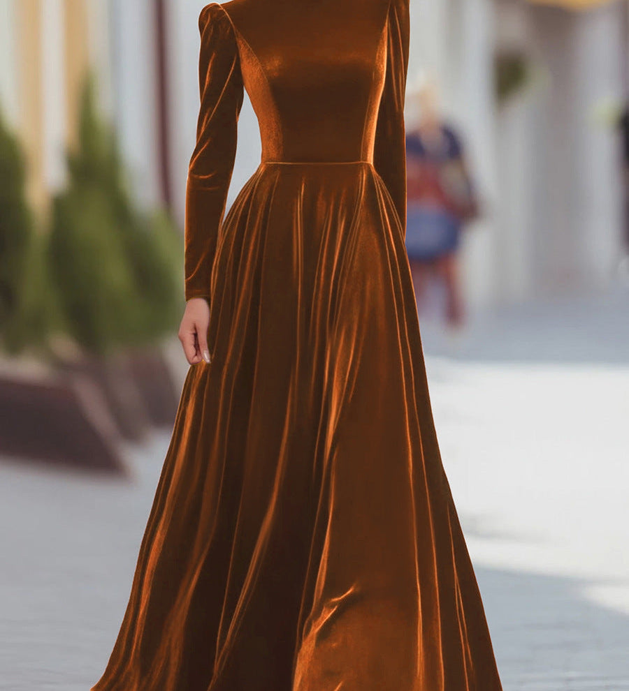 Éléonore | Maxi Velvet Dress with High Neck