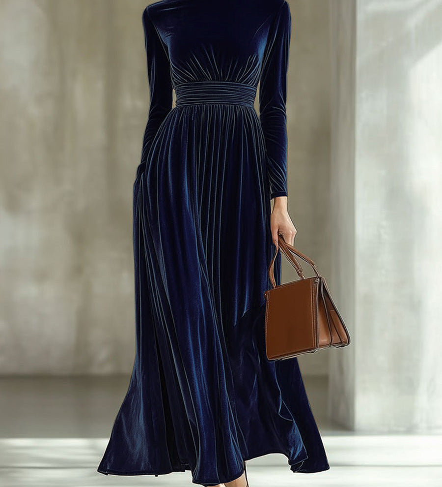 Marie | Pleated Velvet Maxi Dress