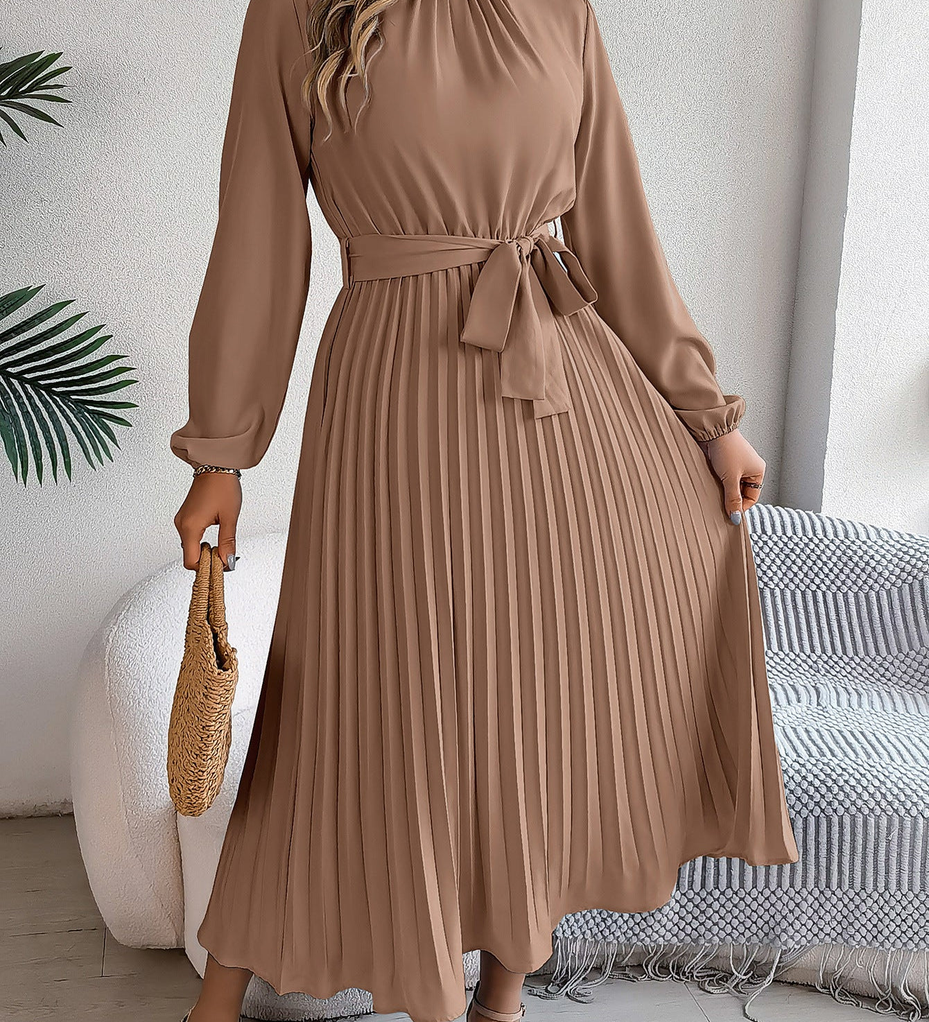 Martine | Belted Pleated Maxi Dress