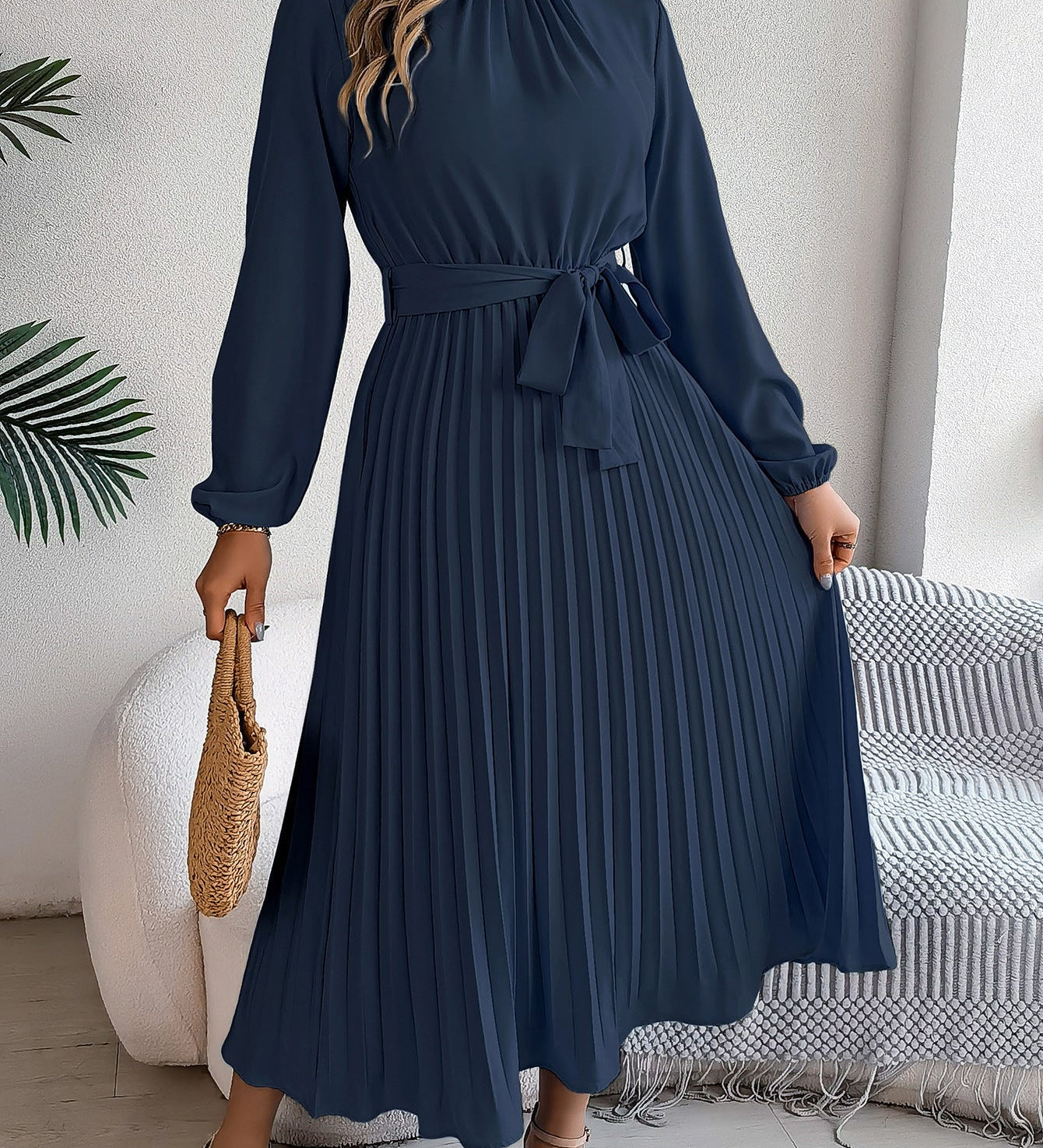 Martine | Belted Pleated Maxi Dress
