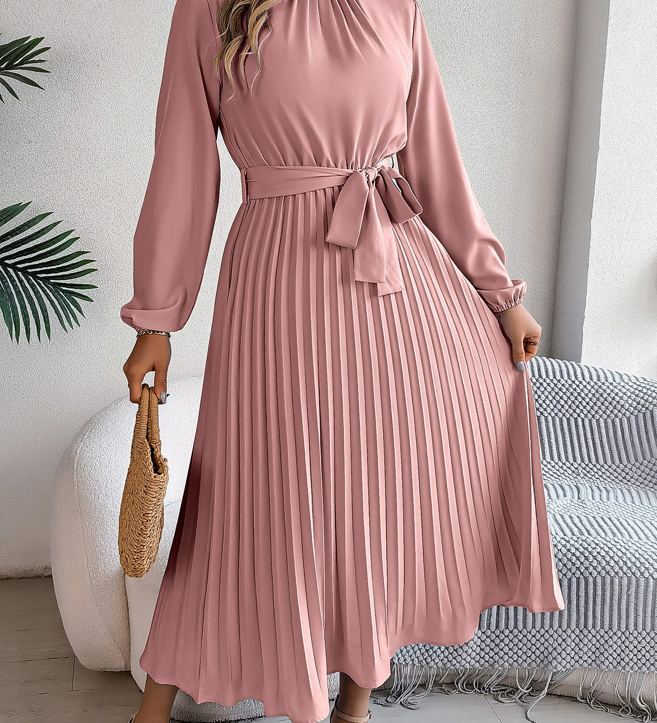 Martine | Belted Pleated Maxi Dress