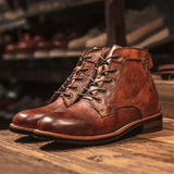 Fanum | Vintage-Inspired Men's Rounded Toe Boots