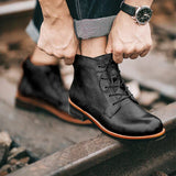 Fanum | Vintage-Inspired Men's Rounded Toe Boots