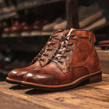Fanum | Vintage-Inspired Men's Rounded Toe Boots