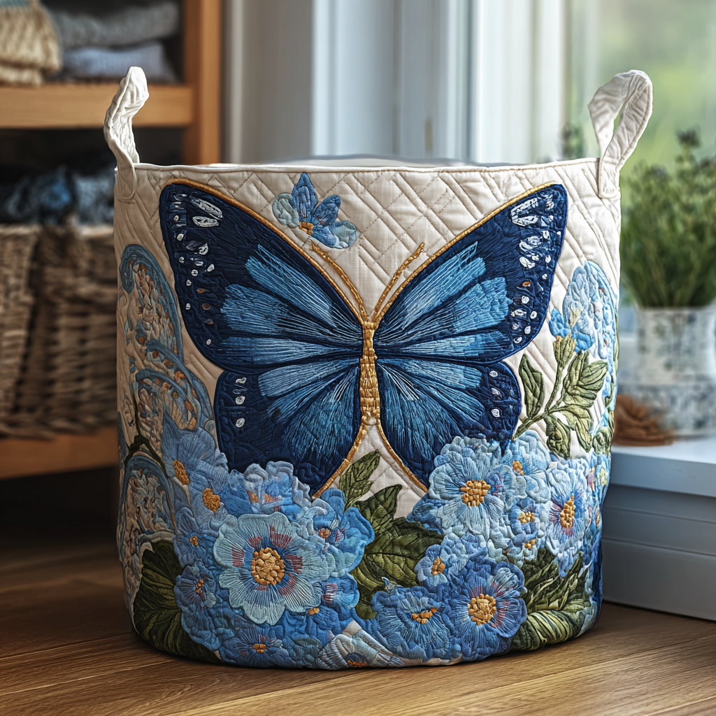 Lily serene flutter quilted laundry basket by Ellie Dublin