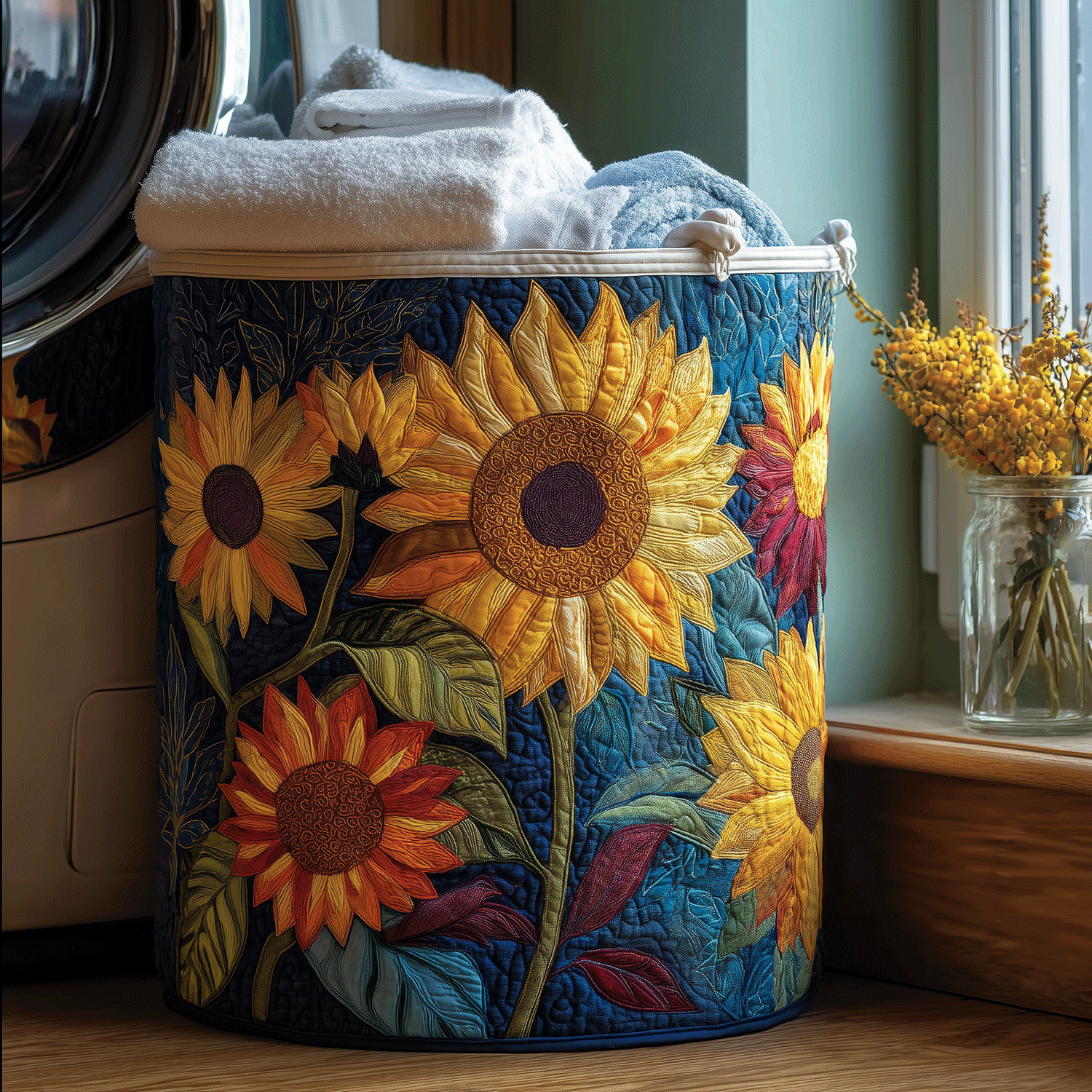 Amelia sunshine floral quilted laundry basket by Ellie Dublin