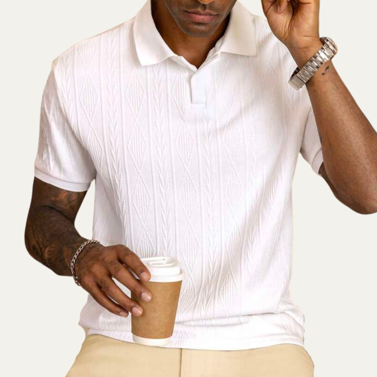 The Ridgebrook Men’s Textured Button Up Casual Polo Shirt