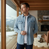 The Meadowpark Men’s Vintage Loose Fit Button Up Denim Shirt