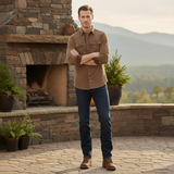 The Foxhaven Men’s Brown Vintage Washed Denim Shirt