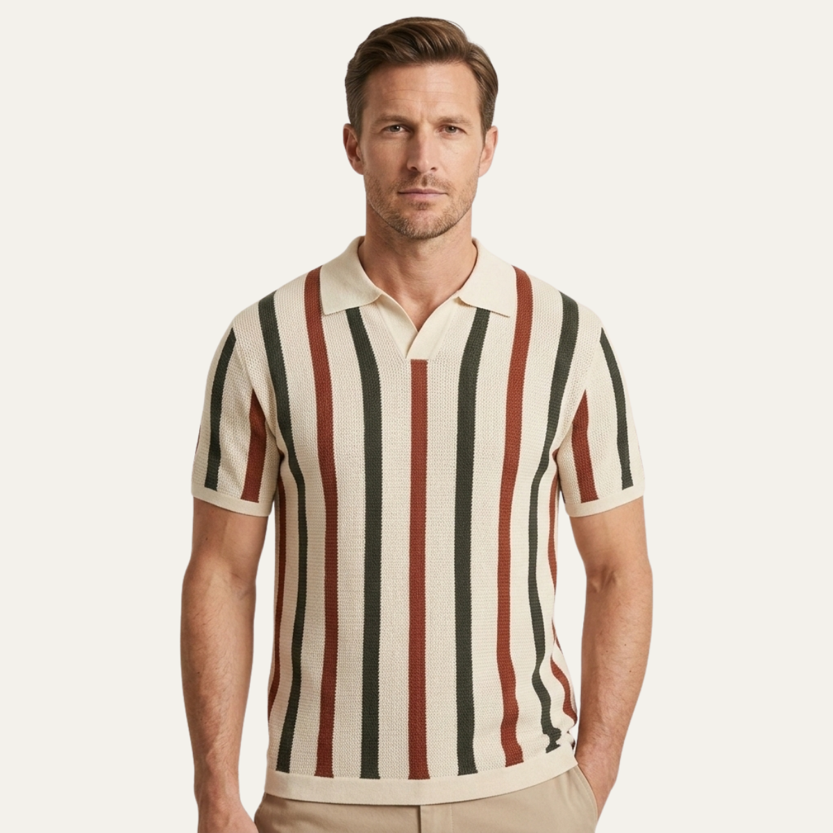 The Pinecrest Hill Men’s Vintage Striped Knit Polo Shirt