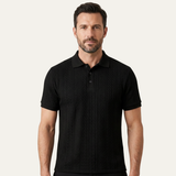 The Stonebrook Ridge Men’s Casual Textured Polo Shirt – Black
