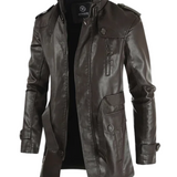 Adrien™ | Stylish Long Leather Coat for Men