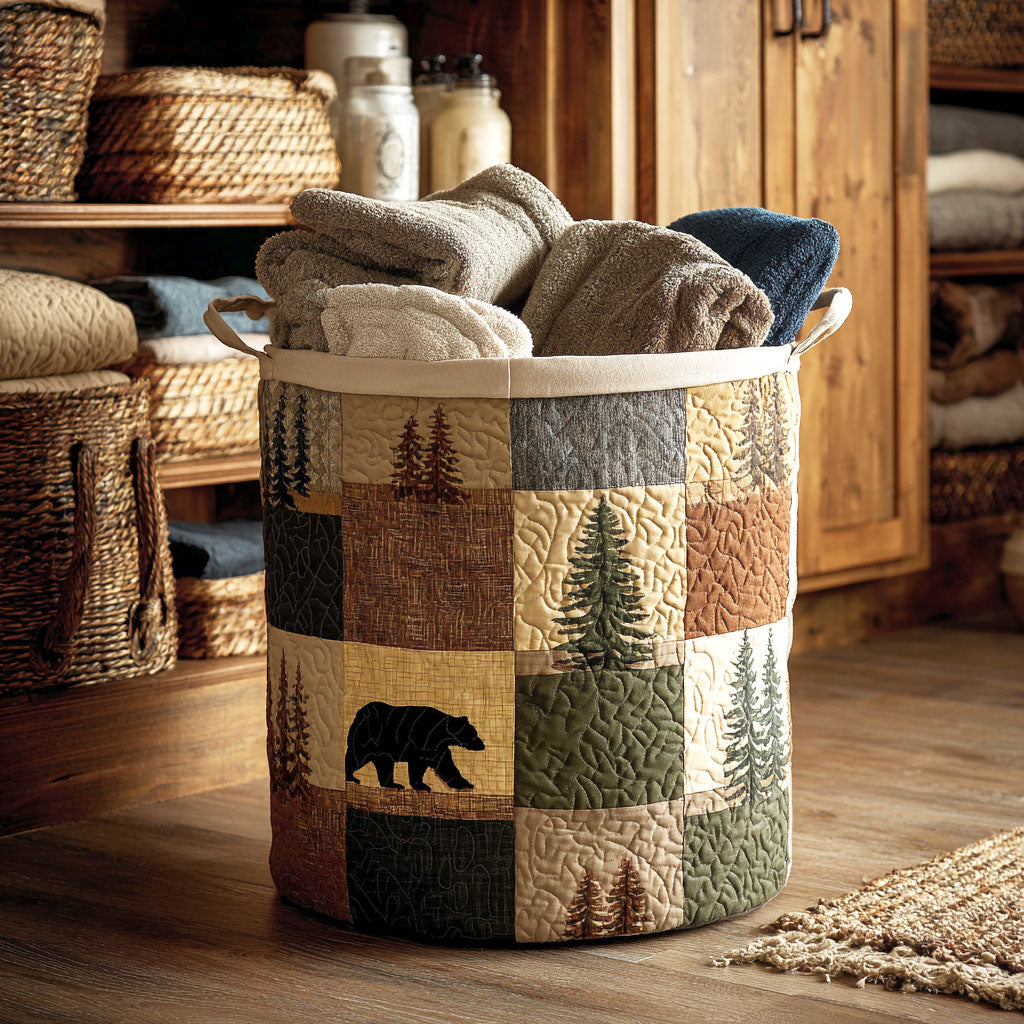 Nola woodland patch quilted laundry basket by Ellie Dublin