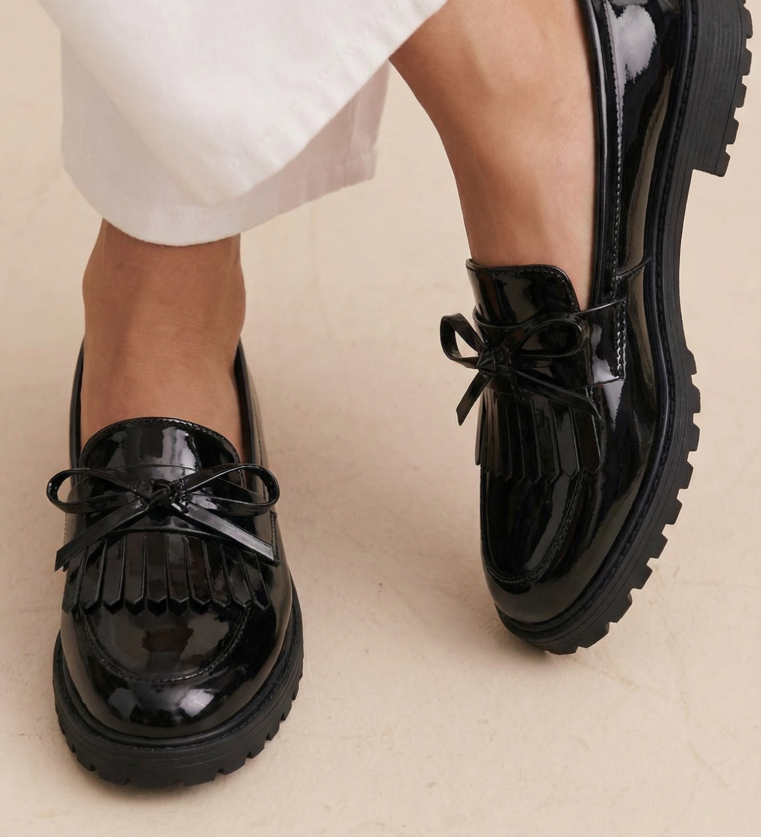 Cailie - Bow-Embellished Fringe Shoes