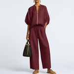 Alba | Two-Piece Set: Casual Shirt and Wide-Leg Trousers