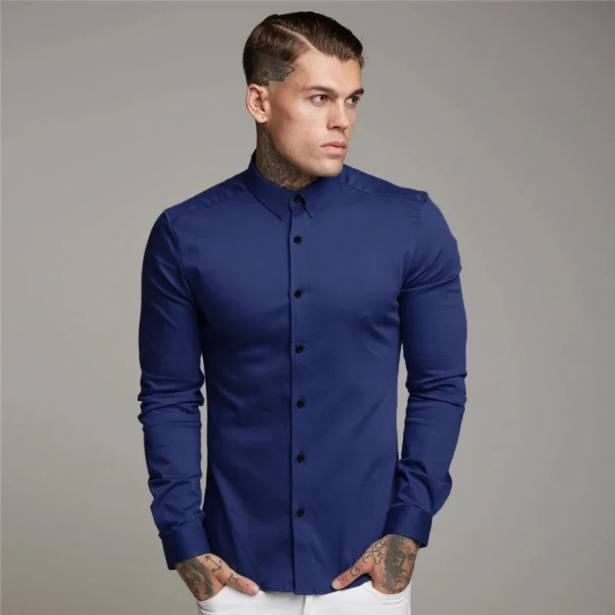 The Biarritz Men’s Smart Casual Button Up Slim Fit Dress Shirt