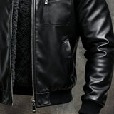Nikola | Premium Black Leather Jacket with Cozy Sherpa Lining