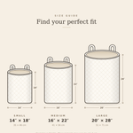 Quilted laundry basket size guide: small, medium and large