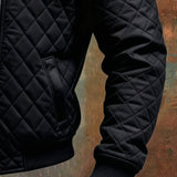 Josip | Black Quilted Coat Featuring Leather Shoulders
