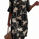 Bérénice - Women's Casual Dress with Floral Patterns.
