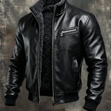 Nikola | Premium Black Leather Jacket with Cozy Sherpa Lining