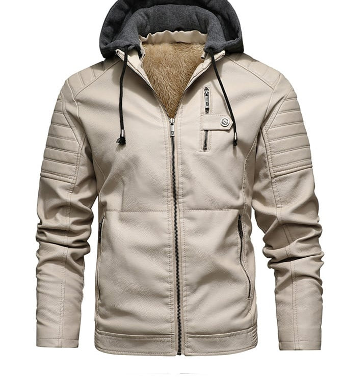 Matej | Padded Hooded Jacket with Leather-Look Finish